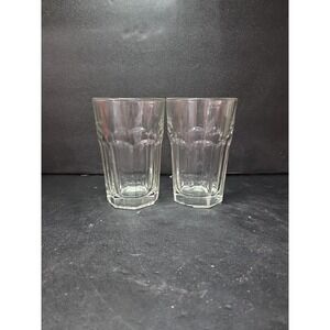 Libbey Duratuff Clear Glasses Flat Juice Glass 4.5" Tall Tumblers Set Of 2 8oz